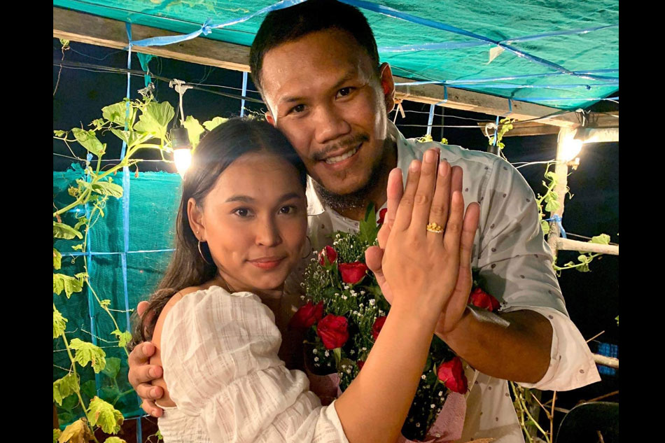 Eumir Marcial and Jenniel Galarpe when they got engaged last year. Photo from Marcial's Facebook page
