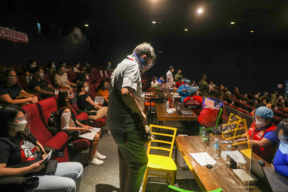A vaccination drive is underway at a cinema in San Juan on September 14, 2021. Jonathan Cellona, ABS-CBN News