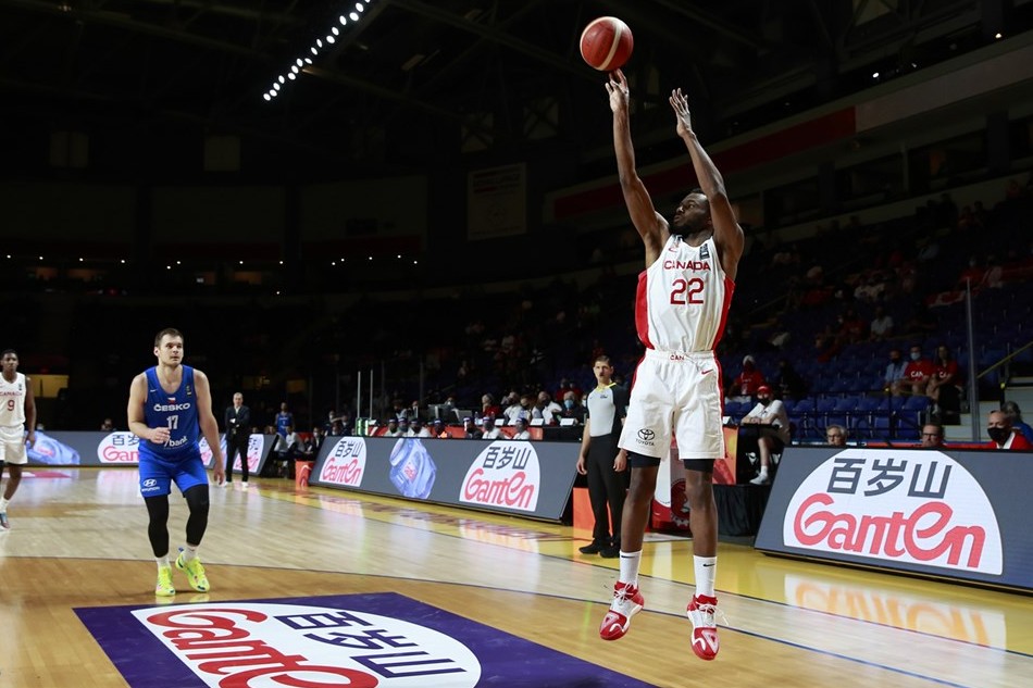 Andrew Wiggins in action for Canada during the FIBA Olympic Qualifying Tournament. FIBA.basketball