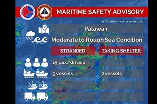 PCG: 5 vessels stranded in Palawan due to 'Lannie'