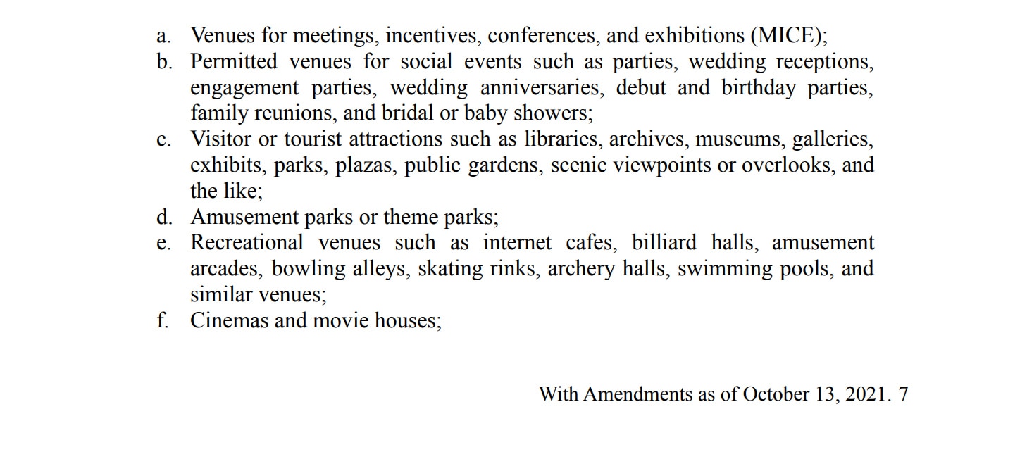 This screenshot of IATF guidelines shows a list of activities allowed under Alert Level 3. 