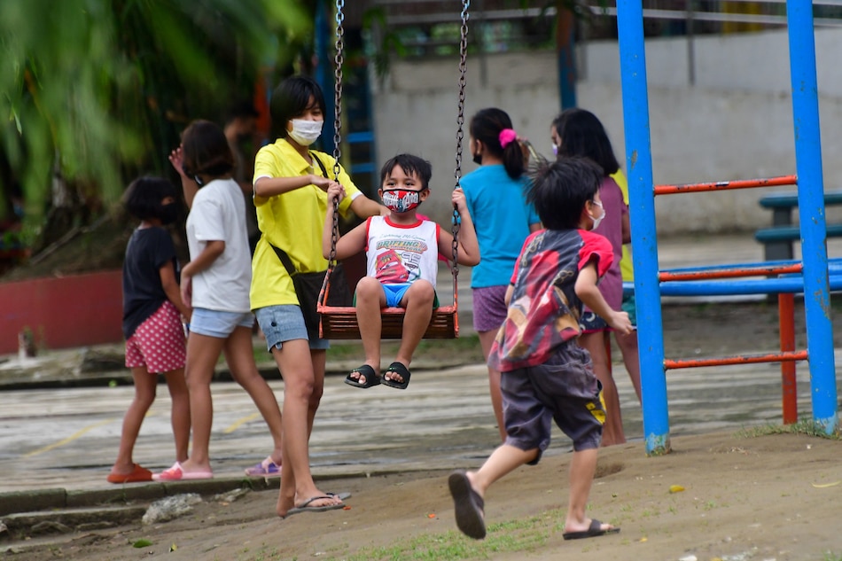 Children enjoy a playground in Marikina City on July 20, 2021. Mark Demayo, ABS-CBN News