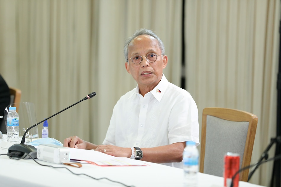 Energy Secretary Alfonso Cusi gives an update to President Rodrigo Roa Duterte during a meeting with the Inter-Agency Task Force on the Emerging Infectious Diseases (IATF-EID) core members at the Arcadia Active Lifestyle Center in Matina, Davao City on September 2, 2021. Arman Baylon, presidential Photo