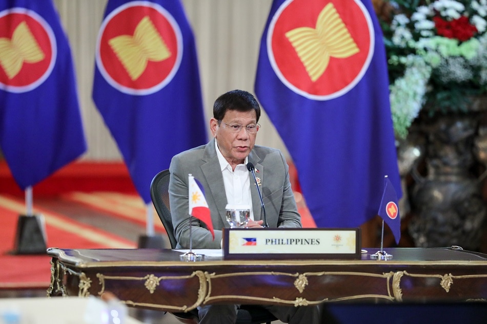President Rodrigo Duterte attends the virtual 38th and 39th Association of Southeast Asian Nations (ASEAN) Summits and Related Summits on Oct. 26, 2021. Arman Baylon, Presidential Photo