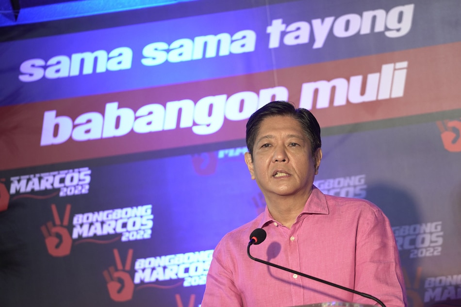 Ferdinand Marcos Jr. gives a speech announcing his intention to run for the presidency in the 2022 national elections on October 5, 2021. Handout, Office of Ferdinand “Bongbong” R. Marcos Jr.