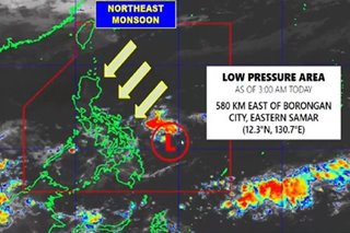 PAGASA monitoring LPA off Eastern Samar