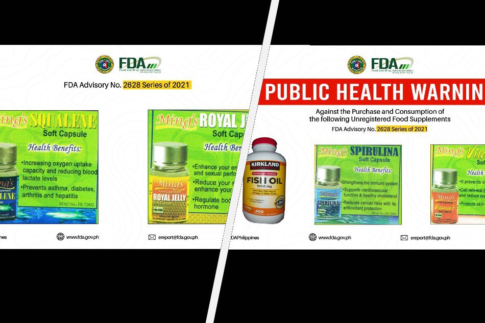 FDA warns public vs unregistered food supplements