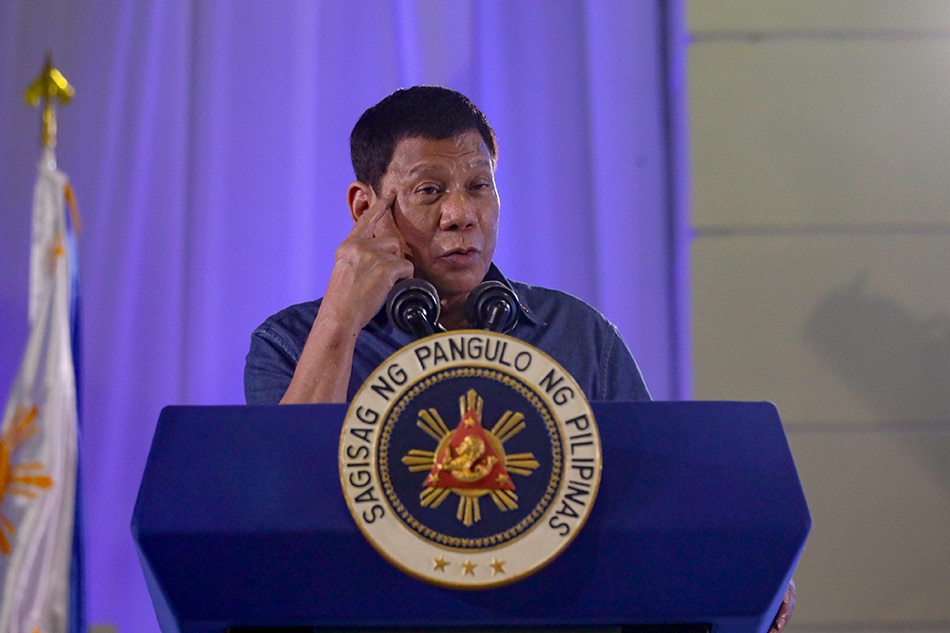 President Rodrigo Duterte delivers a speech at the Bulwagang Panlalawigan, Provincial Capitol Complex in Calapan City, Oriental Mindoro on Nov. 18, 2021. Toto Lozano, Presidential Photo/File