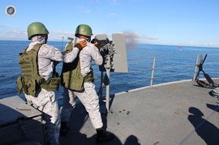 LOOK: BRP Abraham Campo personnel test naval guns 
