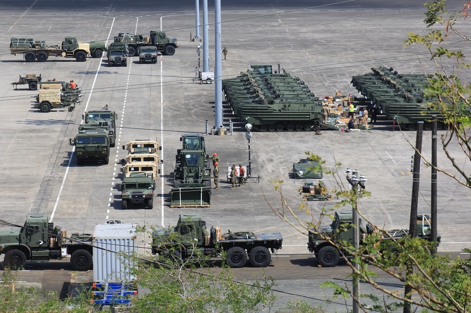 US military personnel check vehicles and equipment off-loaded at the Subic Bay International Airport, March 28, 2016. Jun Dumaguing, ABS-CBN News/File