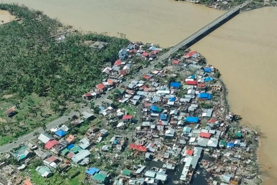 A general view of Siargao Island in Surigao del Norte on December 17, 2021 shows the damage left by Typhoon Odette after it made landfall over the island. Philippine Coast Guard via Reuters