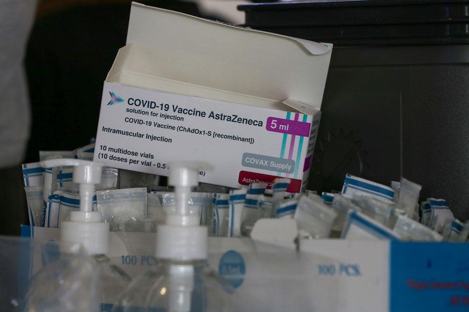A box of AstraZeneca COVID-19 vaccine is seen at the Marikina Sports Center on May 19, 2021. Jonathan Cellona, ABS-CBN News