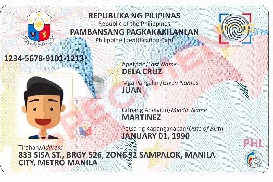  A sample of a national identification card, which President Ferdinand Marcos Jr. said may be used starting early 2023. ABS-CBN News/File