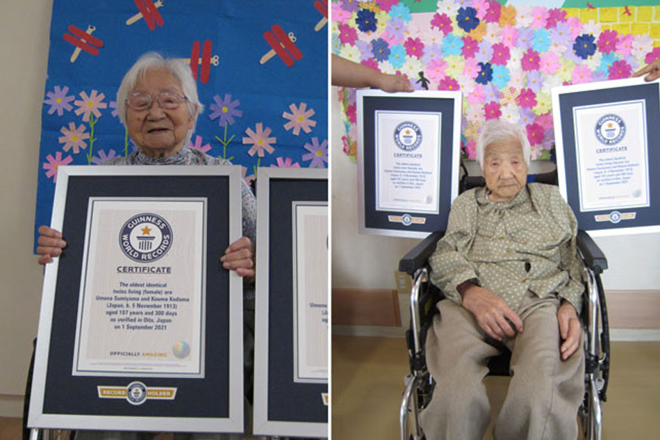 Japanese sisters Umeno Sumiyama (L) and Koume Kodama. Photo courtesy of Guinness World Records 