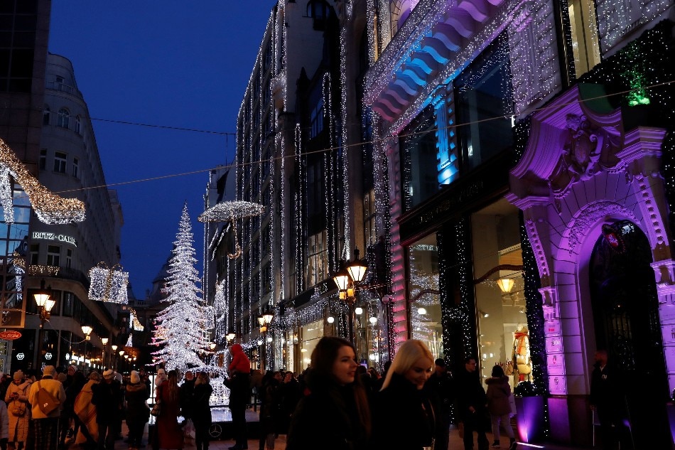 Christmas illuminations are displayed in downtown Budapest, Hungary, Dec. 4, 2021. Bernadett Szabo, Reuters