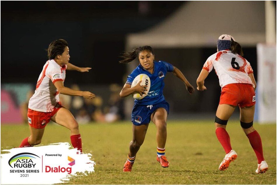 Lora Mateo debuts at the Rugby World Cup 2022 Asia Qualifier. Photo courtesy of Dialog Axiata.