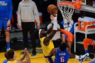 NBA: Lakers edge Thunder, win 6th straight game