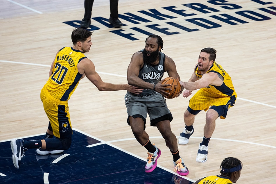 NBA: James Harden&#39;s triple-double helps hot Nets dispatch Pacers 1