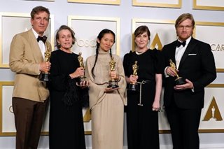 'Nomadland' wins best picture Oscar, Hopkins wins over Boseman