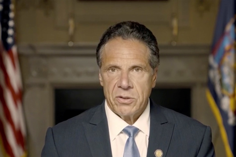 New York Governor Andrew Cuomo makes a statement in this screen grab taken from a pre-recorded video released by Office of the NY Governor, in New York, US, Aug. 3, 2021. Office of Governor Andrew M. Cuomo, Handout/Reuters