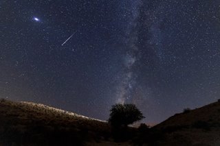 Perseid meteor flies over Negev Desert 