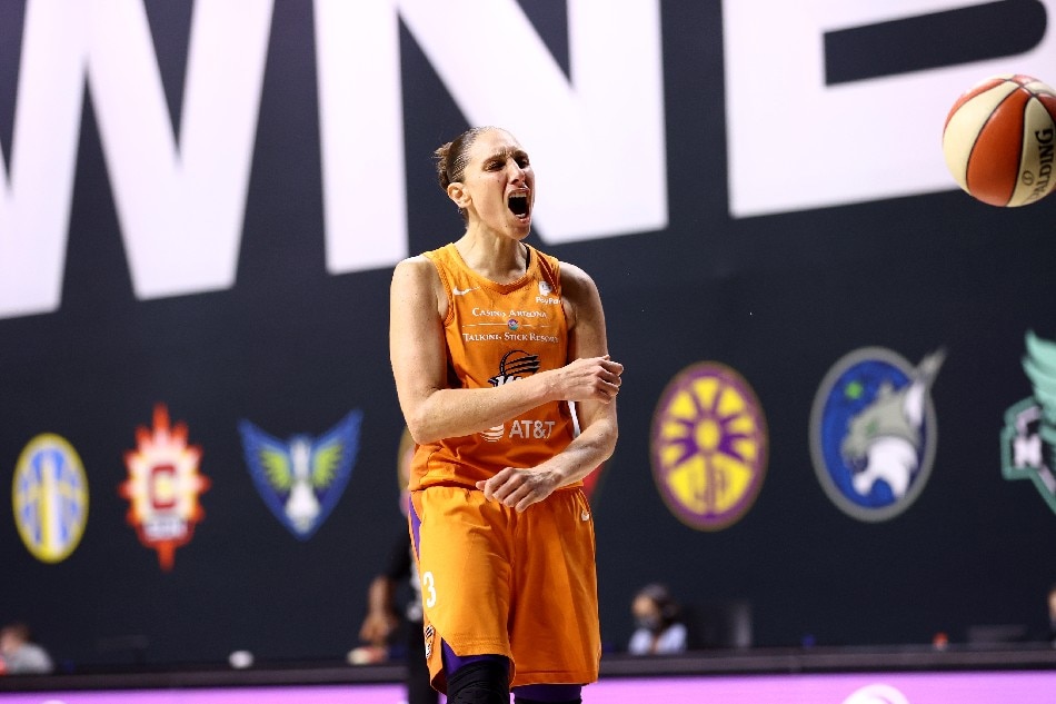 Diana Taurasi #3 of the Phoenix Mercury shows emotion during the game against the Minnesota Lynx on September 17, 2020 at Feld Entertainment Center in Palmetto, Florida. File photo. Ned Dishman, NBAE via Getty Images/AFP