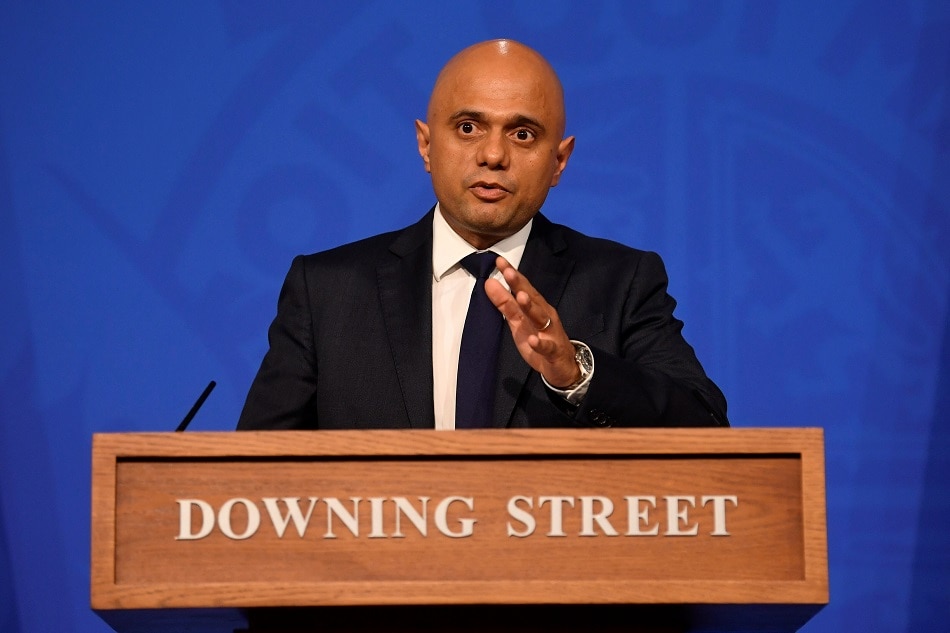 Britain's Health Secretary Sajid Javid speaks during a press conference held in Downing Street, London, Britain, October 20, 2021. REUTERS/Toby Melville/Pool