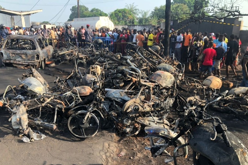  fuel tanker explosion in Freetown, Sierra Leone, November 6, 2021. National Disaster Management Agency-Sierra Leone/Handout via Reuters