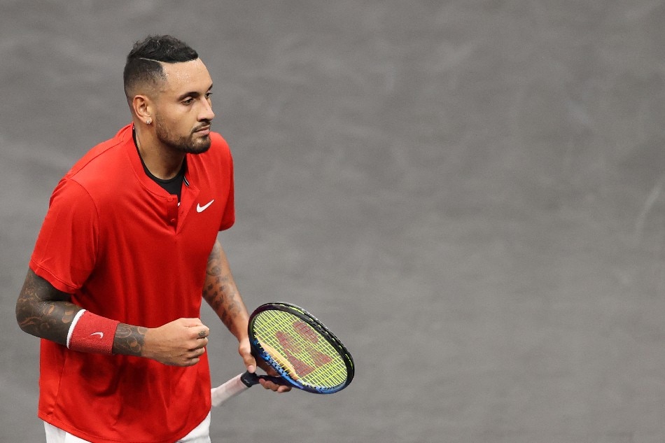 Nick Kyrgios of Team World reacts during his match against Stefanos Tsitsipas of Team Europe on Day 2 of the 2021 Laver Cup at TD Garden on September 25, 2021 in Boston, Massachusetts. File photo. Adam Glanzman, Getty Images for Laver Cup/AFP
