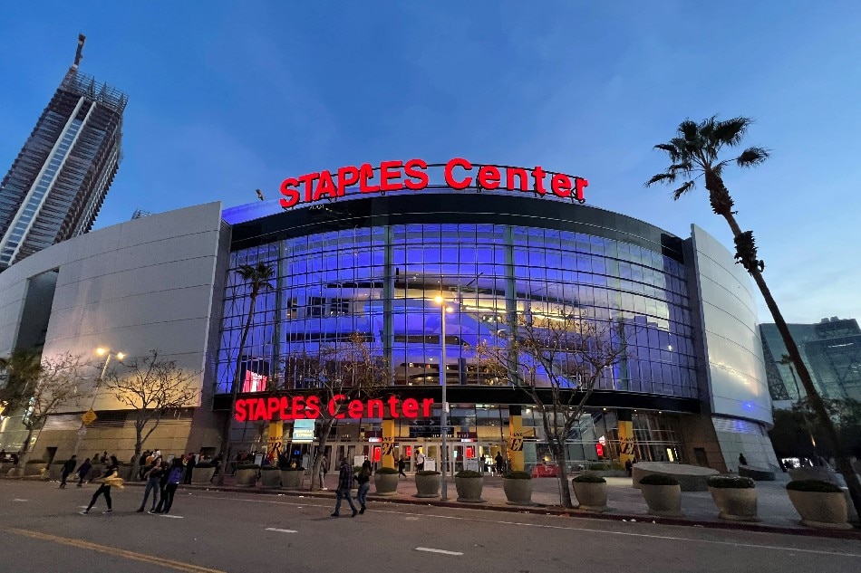 A general overall view of the Staples Center exterior. File photo. Kirby Lee, USA TODAY Sports/Reuters.