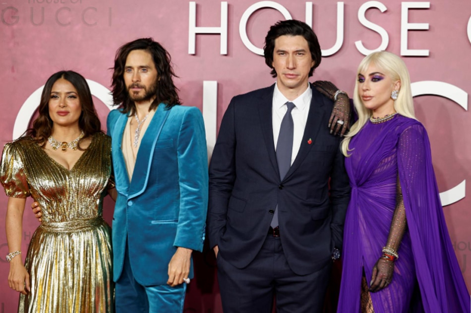 FILE PHOTO: Cast members Salma Hayek, Jared Leto, Adam Driver, and Lady Gaga arrive at the UK Premiere of the film 'House of Gucci' at Leicester Square in London, Britain, November 9, 2021. REUTERS/Henry Nicholls