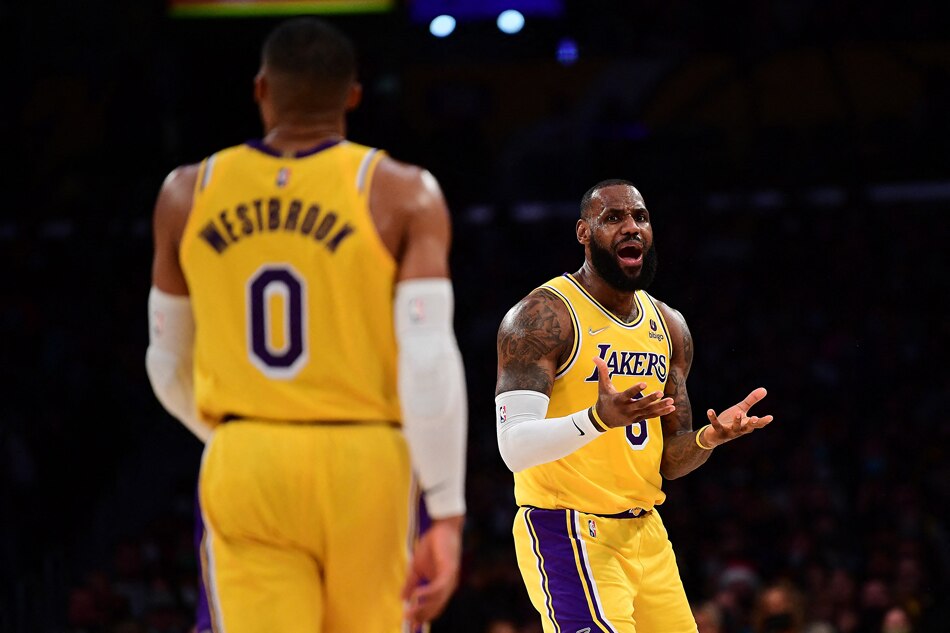 Los Angeles Lakers forward LeBron James (6) reacts after being called for offensive foul against the Phoenix Suns during the first half at Staples Center. Gary A. Vasquez-USA TODAY Sports via Reuters/FILE PHOTO
