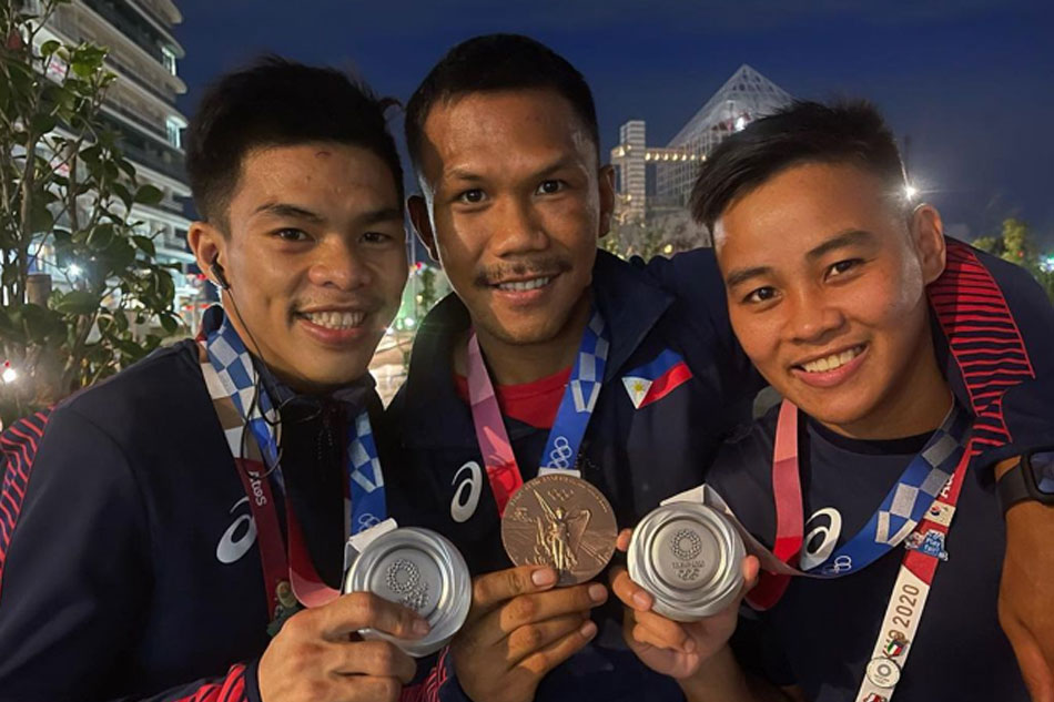 Filipino boxers won three medals in the Tokyo Olympics: two silvers from Carlo Paalam and Nesthy Petecio, and a bronze from Eumir Marcial. 