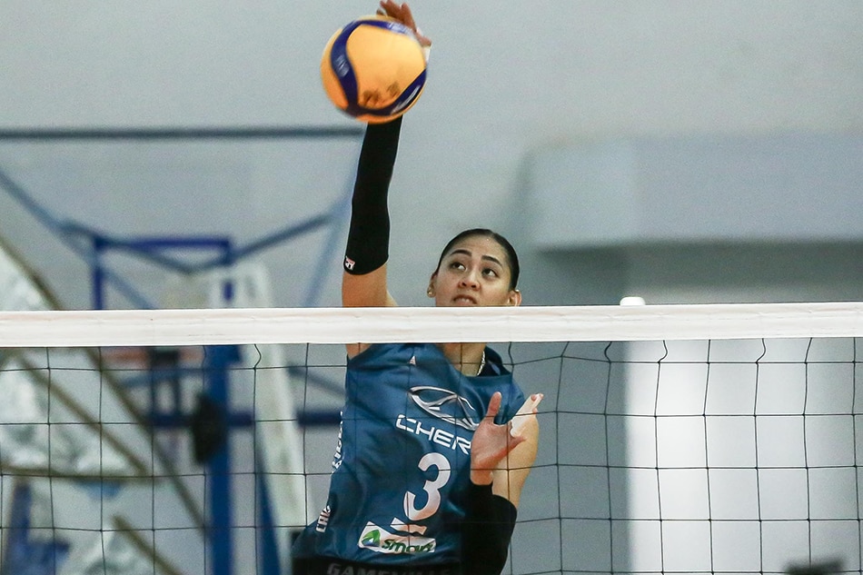 Jaja Santiago in action for Chery Tiggo in the PVL Open Conference. 