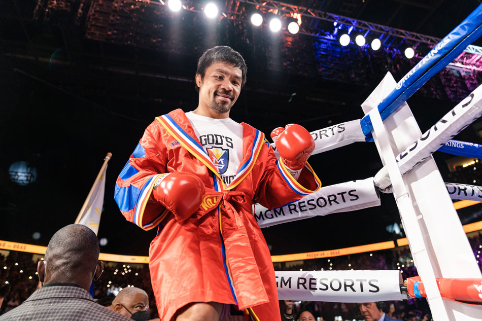 Manny Pacquiao's match against Yordenis Ugas in August was his last. Ryan Hafey, PBC.