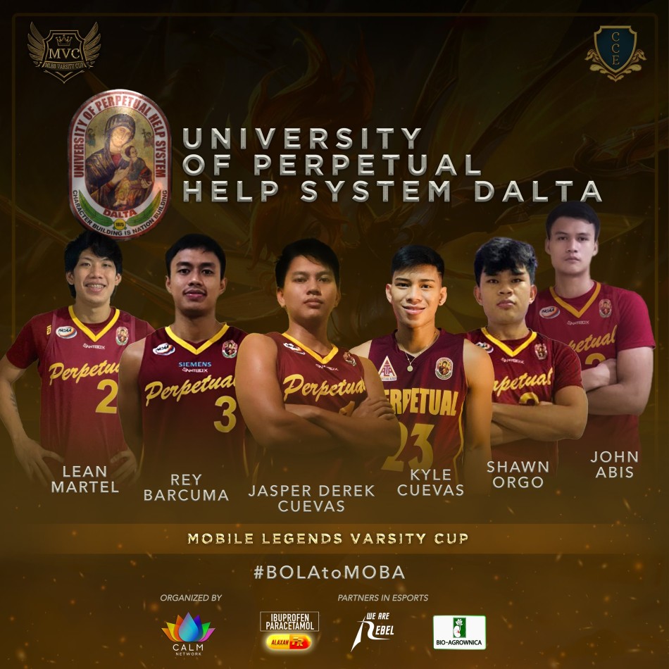 The line-up of University of Perpetual Help, featuring 1v1 champion Jasper Cuevas.