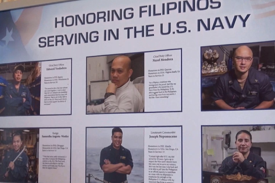 Some Filipinos honored at a photo exhibit aboard the USS Hornet.