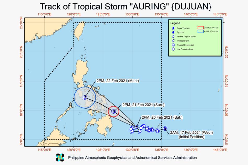 PAGASA: Auring weakens slightly, can slow down further before Caraga landfall 1