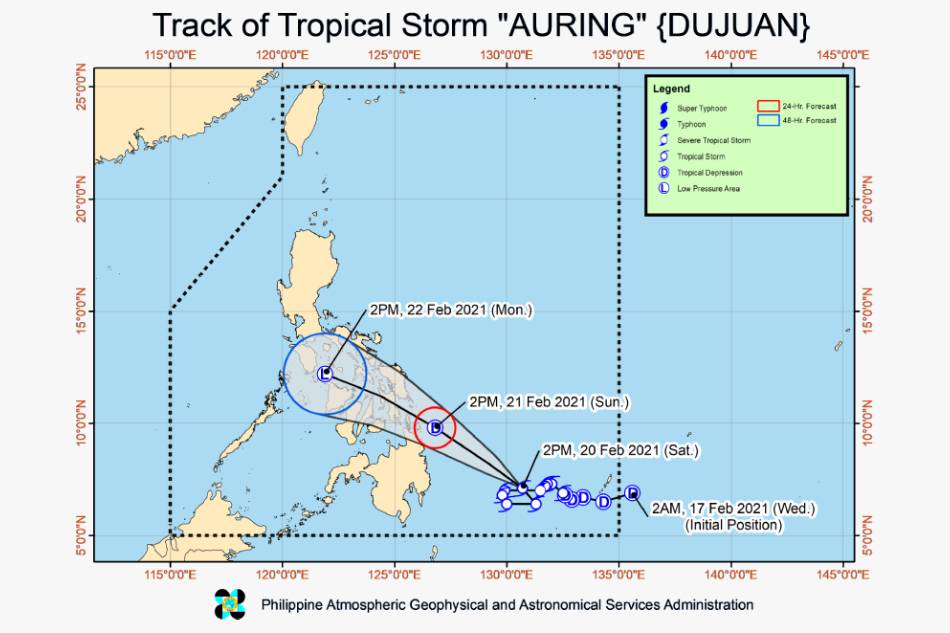 PAGASA: Auring weakens slightly, can slow down further before Caraga landfall | ABS-CBN News