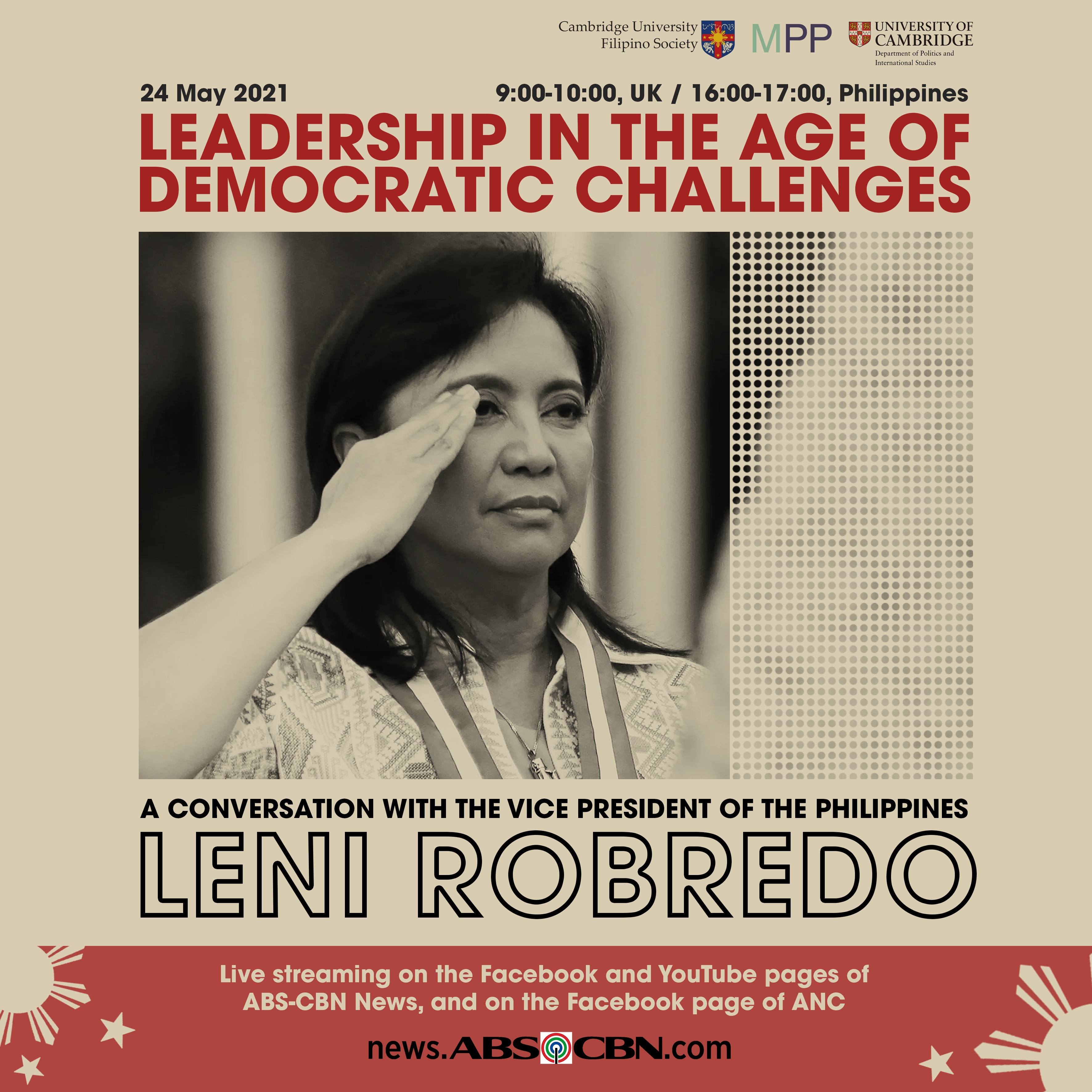 VP Leni Robredo to keynote University of Cambridge online forum May 24 1