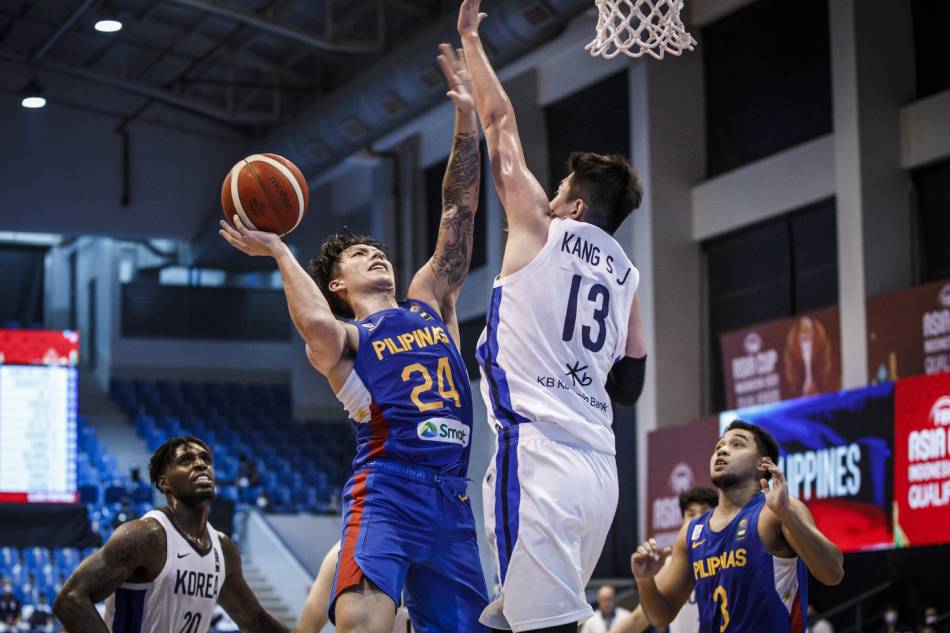 Dwight Ramos in action for Gilas Pilipinas against South Korea in the FIBA Asia Cup 2021 qualifiers. FIBA.basketball
