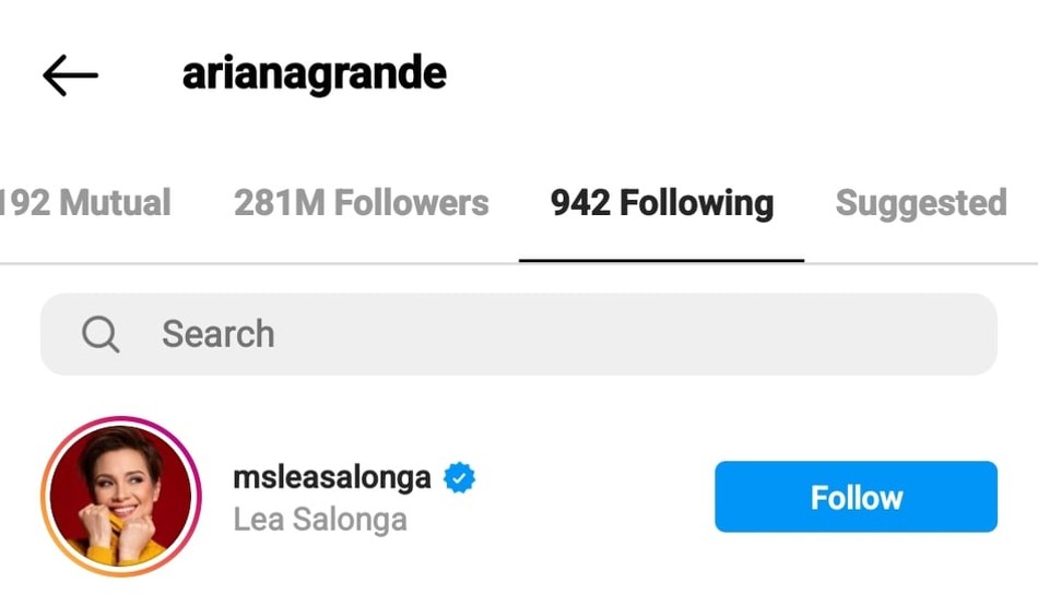 Screenshot from Ariana Grande