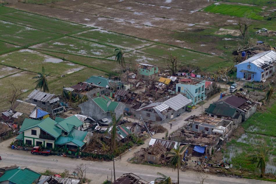 Photo of the destruction left by Typhoon Odette in Surigao del Norte during a visit by President Rodrigo Duterte on December 22, 2021. King Rodriguez, Presidential Photo/File