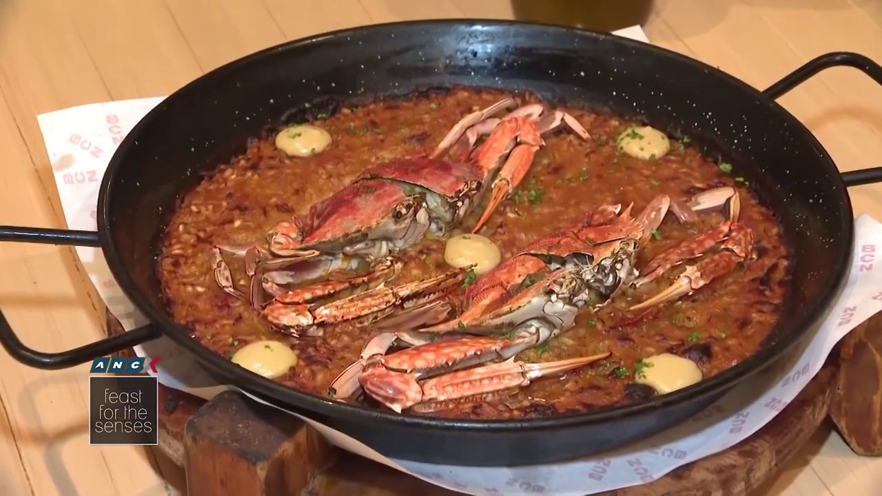BCN's Crab and Uni paella with local crabs and uni emulsion. Great with Cava or Spanish sparkling wine. Photo Source: ANCX Feast for the Senses