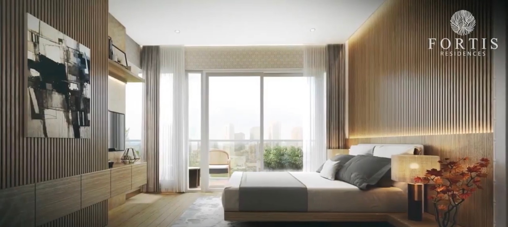 Architect's rendition of a stylish bedroom at Fortis Residences. Photo source: DMCI