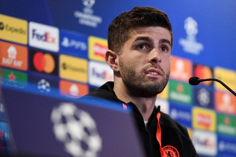 Chelsea's player Christian Pulisic speaks to the media during a press conference at Stamford Bridge in London, Britain, 05 April 2022. Andy Rain, EPA-EFE
