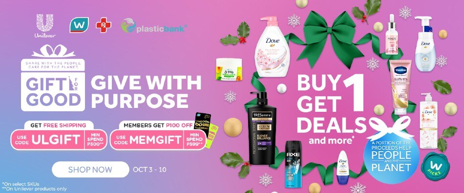 Unilever and Watsons Philippines [LINK OUT ' Unilever and Watsons Philippines': https://www.watsons.com.ph/Unilever-Gifting-2022?utm_campaign=20221003_UnileverGifting&utm_medium=social&utm_source=newsletter&utm_content=] join forces for this season's Gift for Good campaign. Photo source: Unilever