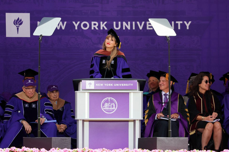 Taylor Swift delivers the New York University 2022 Commencement Address at Yankee Stadium in New York City. Dia Dipasupil, Getty Images via AFP