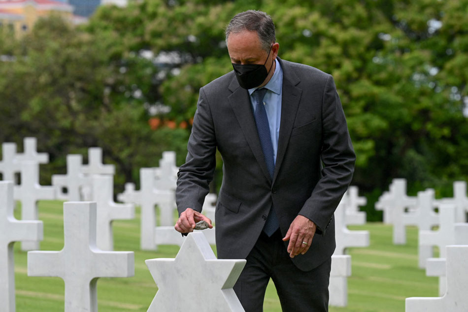 US Second Gentleman Emhoff visits Manila American cemetery