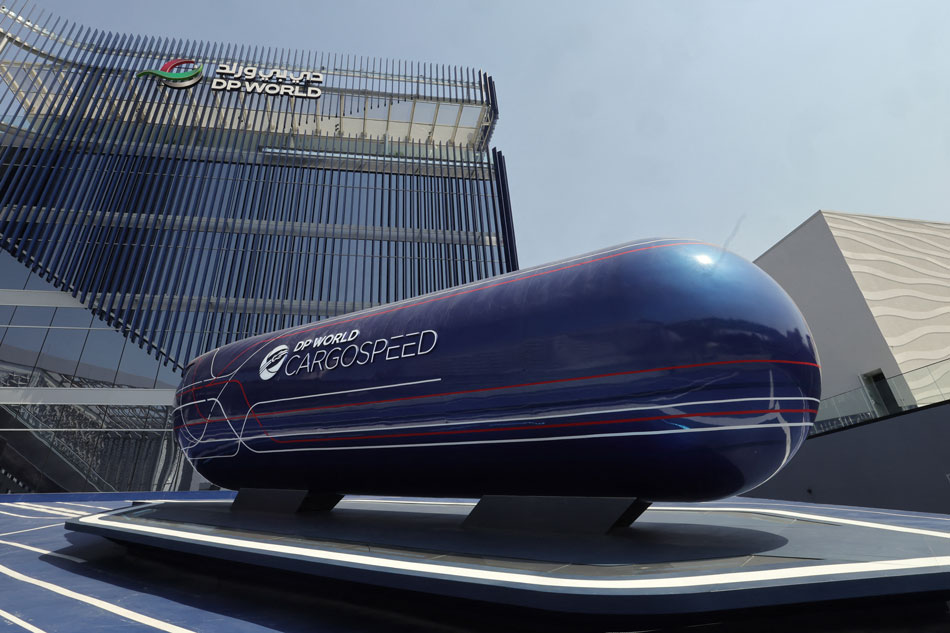 A model of a cargo hyperloop (ultra-high-speed ground transportation) by UAE